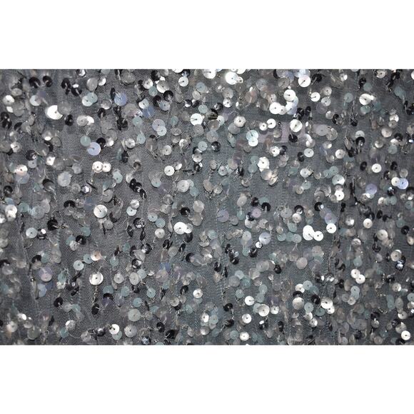 JS COLLECTIONS $298 Boatneck Mesh‎ Sequin Sleeveless Evening Gown Silver Size 4 - Picture 4 of 5